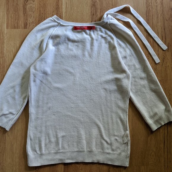 La Chapelle Women 2 XS White Sweater Top Bow Girl - Picture 7 of 8